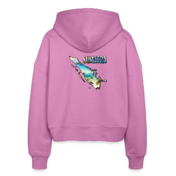 Aquarell Landkarte Sumatra - Stanley/Stella Boxy Frauen Bio Zip Hoodie Ida - Pink - Hinten - AI Model Female 172 light (172cm)