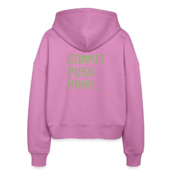 Software Developer Entwickler Geek Shirt - Stanley/Stella Boxy Frauen Bio Zip Hoodie Ida - Pink - Hinten - AI Model Female 172 light (172cm)