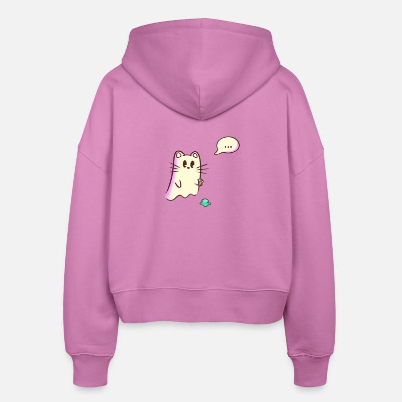 Ghost Cat Drops - Oops - Stanley/Stella Boxy Women’s Organic Zip Hoodie Ida - pink