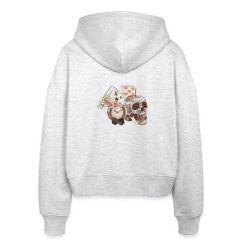 menschenschädel, spielkarten, goth - Stanley/Stella Boxy Frauen Bio Zip Hoodie Ida - Weiß meliert - Hinten - AI Model Female 172 dark (172cm)