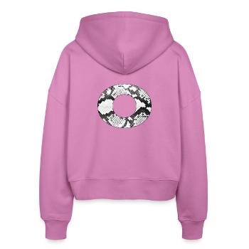 Snake Pattern Number Zero in Black and White - Stanley/Stella Boxy Women’s Organic Zip Hoodie Ida - pink - Back - AI Model Female 172 light (172cm)