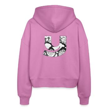 Snake leather pattern letter y - Stanley/Stella Boxy Women’s Organic Zip Hoodie Ida - pink - Back - AI Model Female 172 light (172cm)