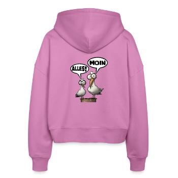 Humorvolle Möwen mit Sprüchen Moin - Stanley/Stella Boxy Frauen Bio Zip Hoodie Ida - Pink - Hinten - AI Model Female 172 light (172cm)