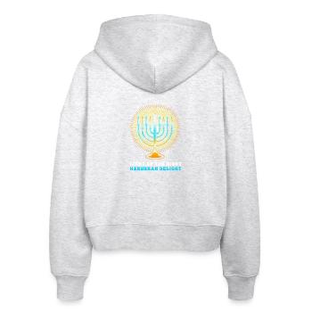 Hanukah Hanukkah Chanukkah - Stanley/Stella Boxy Women’s Organic Zip Hoodie Ida - heather white - Back - AI Model Female 172 dark (172cm)