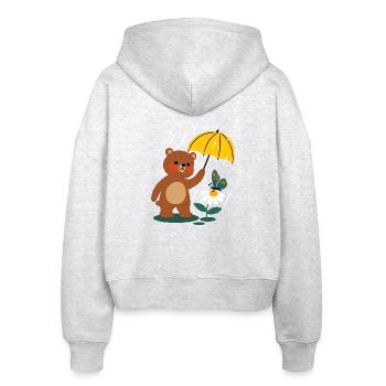 Bear with umbrella - Stanley/Stella Boxy Women’s Organic Zip Hoodie Ida - heather white - Back - AI Model Female 172 dark (172cm)
