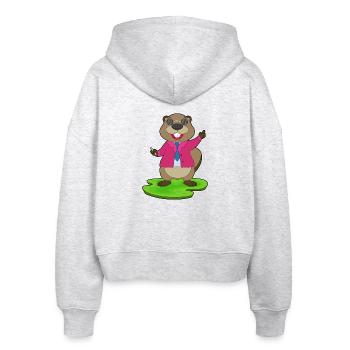 Biber Lehrer Kreide Schule - Stanley/Stella Boxy Frauen Bio Zip Hoodie Ida - Weiß meliert - Hinten - AI Model Female 172 dark (172cm)