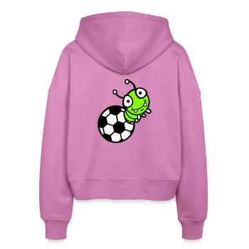 Raupe Fußball Loch Ball Comic lustig süß Sport süß - Stanley/Stella Boxy Frauen Bio Zip Hoodie Ida - Pink - Hinten - AI Model Female 172 light (172cm)