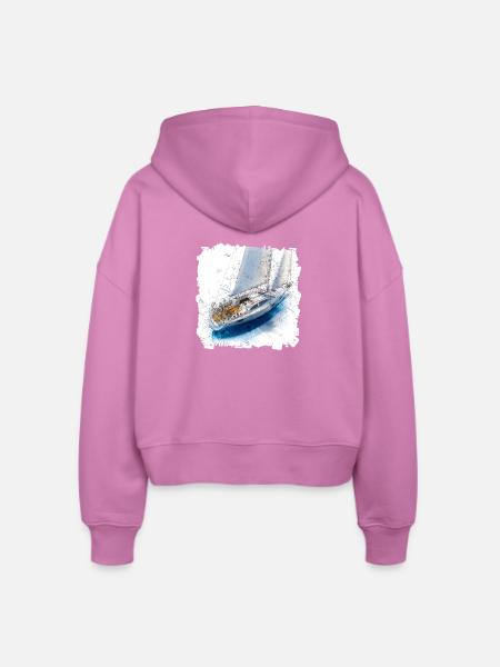 Skizzen Segelboot Bauplan - Stanley/Stella Boxy Frauen Bio Zip Hoodie Ida - Pink