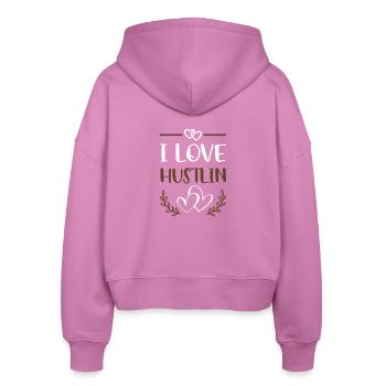 I Love Hustlin - Stanley/Stella Boxy Frauen Bio Zip Hoodie Ida - Pink - Hinten - AI Model Female 172 light (172cm)