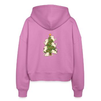 Katze Weihnachtsbaum Laune, Kätzchen - Stanley/Stella Boxy Frauen Bio Zip Hoodie Ida - Pink - Hinten - AI Model Female 172 light (172cm)