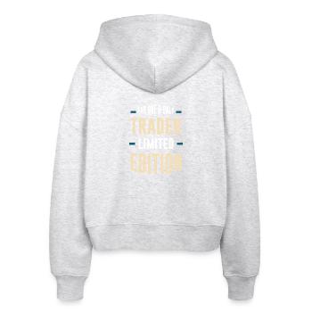 Einziger Trader Limitierte Edition - Stanley/Stella Boxy Frauen Bio Zip Hoodie Ida - Weiß meliert - Hinten - AI Model Female 172 dark (172cm)
