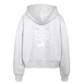 Canicross - Stanley/Stella Boxy Frauen Bio Zip Hoodie Ida - Weiß meliert - Hinten - AI Model Female 172 dark (172cm)