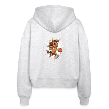 Basketball-Pony im Sprinterstil - Stanley/Stella Boxy Frauen Bio Zip Hoodie Ida - Weiß meliert - Hinten - AI Model Female 172 dark (172cm)