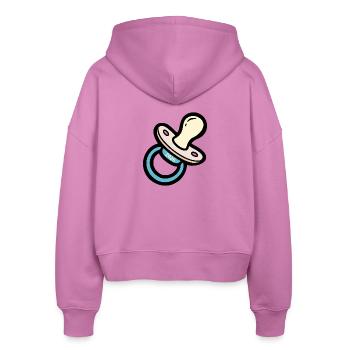 Baby verkünden - Schnuller 2026 - Stanley/Stella Boxy Frauen Bio Zip Hoodie Ida - Pink - Hinten - AI Model Female 172 light (172cm)