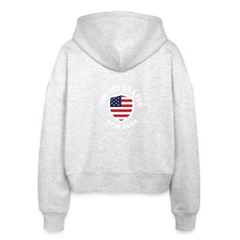 USA NY Patriot Shield - Stanley/Stella Boxy Frauen Bio Zip Hoodie Ida - Weiß meliert - Hinten - AI Model Female 172 dark (172cm)