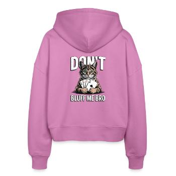 Poker-Katze - Don't Bluff Me Bro - Stanley/Stella Boxy Frauen Bio Zip Hoodie Ida - Pink - Hinten - AI Model Female 172 light (172cm)