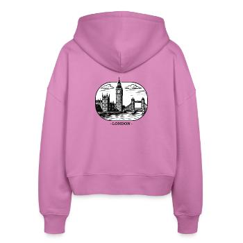 London Line Style: Big Ben and Tower Bridge - Stanley/Stella Boxy Women’s Organic Zip Hoodie Ida - pink - Back - AI Model Female 172 light (172cm)