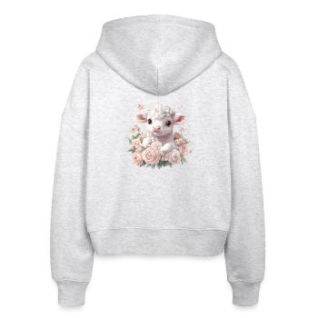 Zartes Lammchen mit Rosenkranz - Stanley/Stella Boxy Frauen Bio Zip Hoodie Ida - Weiß meliert - Hinten - AI Model Female 172 dark (172cm)