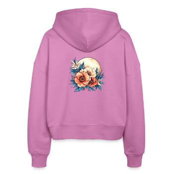 Mondschein Blütenkreis - Stanley/Stella Boxy Frauen Bio Zip Hoodie Ida - Pink - Hinten - AI Model Female 172 light (172cm)