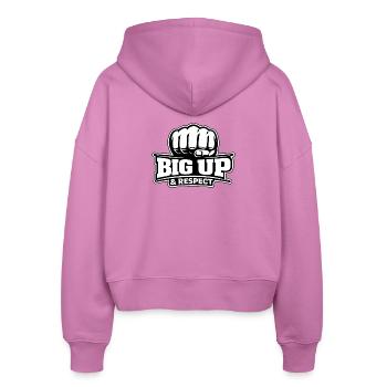 Night & Day Big Up & Respect - Stanley/Stella Boxy Women’s Organic Zip Hoodie Ida - pink - Back - AI Model Female 172 light (172cm)