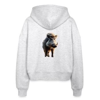 Wild boar Wild boar Wild boar Hunter Pig - Stanley/Stella Boxy Women’s Organic Zip Hoodie Ida - heather white - Back - AI Model Female 172 dark (172cm)