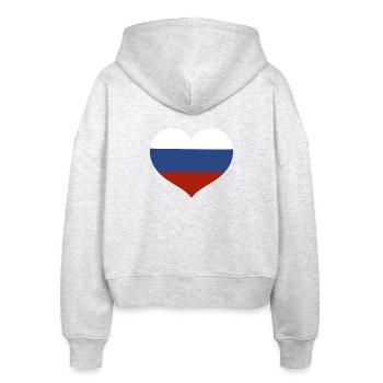 Russia Heart Flag - Stanley/Stella Boxy Women’s Organic Zip Hoodie Ida - heather white - Back - AI Model Female 172 dark (172cm)