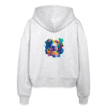 Vizsla Dog Pop Art Porträt Farbenfrohe Tierkunst - Stanley/Stella Boxy Frauen Bio Zip Hoodie Ida - Weiß meliert - Hinten - AI Model Female 172 dark (172cm)