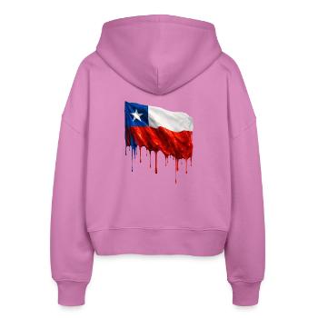 Chile Flagge Tropfende Farbfläche - Stanley/Stella Boxy Frauen Bio Zip Hoodie Ida - Pink - Hinten - AI Model Female 172 light (172cm)