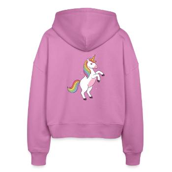 Tanzendes Regenbogeneinhorn - Stanley/Stella Boxy Frauen Bio Zip Hoodie Ida - Pink - Hinten - AI Model Female 172 light (172cm)