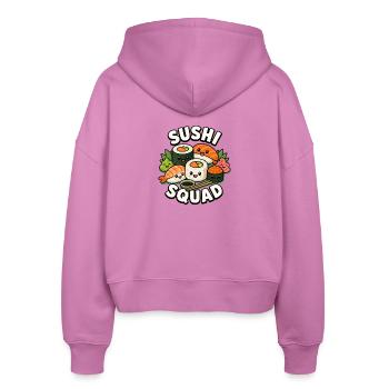 Sushi Troupe Funny Japanese Food Sashimi Li - Stanley/Stella Boxy Women’s Organic Zip Hoodie Ida - pink - Back - AI Model Female 172 light (172cm)
