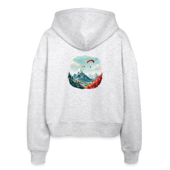 Paragliding Mountain Landscape Polygon Art - Stanley/Stella Boxy Women’s Organic Zip Hoodie Ida - heather white - Back - AI Model Female 172 dark (172cm)