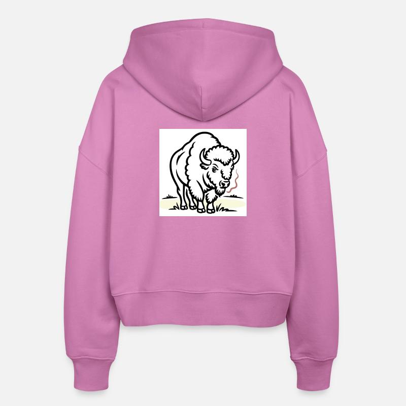 Bisons avec une cigarette dans le champ - Veste à capuche bio Ida Stanley/Stella Femme - rose