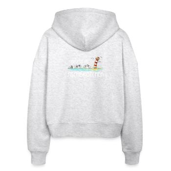 Leuchtturm Fischbrötchen I Nordsee Ostsee Küste - Stanley/Stella Boxy Frauen Bio Zip Hoodie Ida - Weiß meliert - Hinten - AI Model Female 172 dark (172cm)