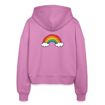 Hand Drawn Rainbow - Stanley/Stella Boxy Women’s Organic Zip Hoodie Ida - pink - Back - AI Model Female 172 light (172cm)