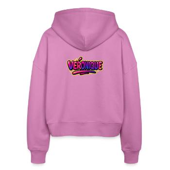 Graffiti Prénom Véronique imprimable sur tout ! - Veste à capuche bio Ida Stanley/Stella Femme - rose - Dos - AI Model Female 172 light (172cm)