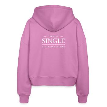 The Real Single Limited Edition – Lustiges Design - Stanley/Stella Boxy Frauen Bio Zip Hoodie Ida - Pink - Hinten - AI Model Female 172 light (172cm)