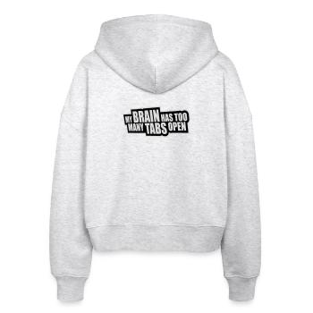 My Brain Has Too Many Tabs Open Lustig Grübeln - Stanley/Stella Boxy Frauen Bio Zip Hoodie Ida - Weiß meliert - Hinten - AI Model Female 172 dark (172cm)