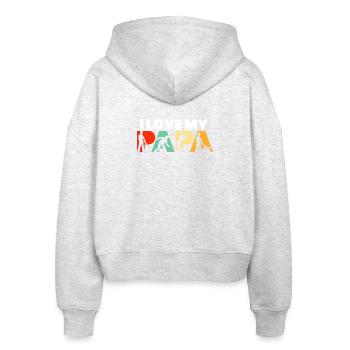 J’adore mon emploi industriel de Papa Ouvrier de l’Acier - Veste à capuche bio Ida Stanley/Stella Femme - blanc chiné - Dos - AI Model Female 172 dark (172cm)