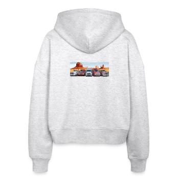 Trucker auf dem Highway - Stanley/Stella Boxy Frauen Bio Zip Hoodie Ida - Weiß meliert - Hinten - AI Model Female 172 dark (172cm)