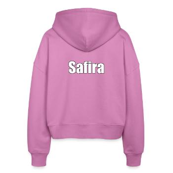 Safira - (Human Name) - Stanley/Stella Boxy Women’s Organic Zip Hoodie Ida - pink - Back - AI Model Female 172 light (172cm)