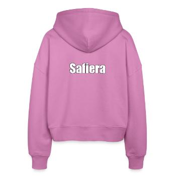 Safiera - (menschlicher Name) - Stanley/Stella Boxy Frauen Bio Zip Hoodie Ida - Pink - Hinten - AI Model Female 172 light (172cm)
