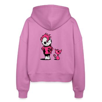 Ein kleiner Punk mit einer kleinen Katze - Stanley/Stella Boxy Frauen Bio Zip Hoodie Ida - Pink - Hinten - AI Model Female 172 light (172cm)