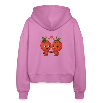 Fraises avec cœurs - Veste à capuche bio Ida Stanley/Stella Femme - rose - Dos - AI Model Female 172 light (172cm)