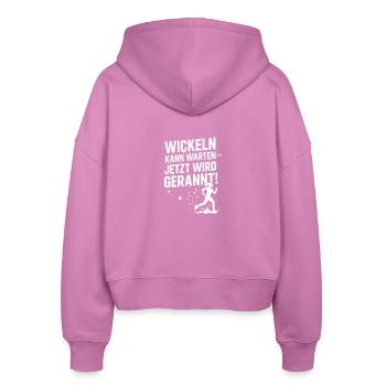 Muddy Run Mama Motto Team Shirt Hindernis lustig - Stanley/Stella Boxy Frauen Bio Zip Hoodie Ida - Pink - Hinten - AI Model Female 172 light (172cm)