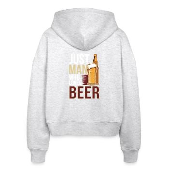 Just Man Who Loves Beer - Stanley/Stella Boxy Frauen Bio Zip Hoodie Ida - Weiß meliert - Hinten - AI Model Female 172 dark (172cm)