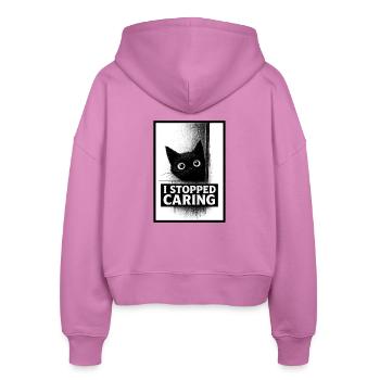 Hat aufgehört, sich um die Katze zu kümmern - Stanley/Stella Boxy Frauen Bio Zip Hoodie Ida - Pink - Hinten - AI Model Female 172 light (172cm)