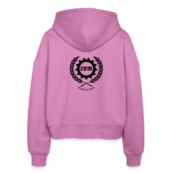 EBM Roots of Techno - Stanley/Stella Boxy Frauen Bio Zip Hoodie Ida - Pink - Hinten - AI Model Female 172 light (172cm)