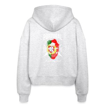 PORTUGAL Fußball Fan Totenkopf Flagge - Stanley/Stella Boxy Frauen Bio Zip Hoodie Ida - Weiß meliert - Hinten - AI Model Female 172 dark (172cm)