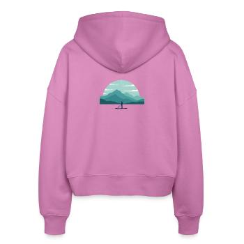 Paddleboard Dawn Over Peaks - Stanley/Stella Boxy Frauen Bio Zip Hoodie Ida - Pink - Hinten - AI Model Female 172 light (172cm)