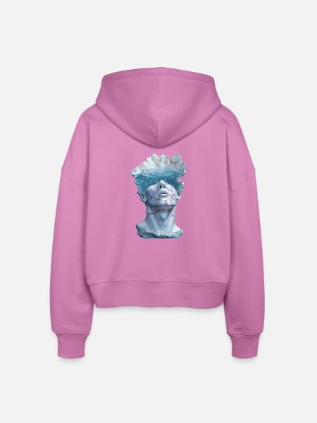 surreale Marmorstatuenbüste - Stanley/Stella Boxy Frauen Bio Zip Hoodie Ida - Pink